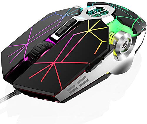 V8 Wired Gaming Mouse, 7 Color LED Rainbow Breathing Backlit, 7 Programmable Buttons, 7 DPI Settings Up to 4000 DPI, Lightweight Ergonomic Optical USB Mice for PC Laptop Computer