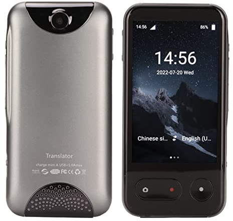 Dispositivo di Traduzione Linguistica, Interprete Vocale Istantaneo Bidirezionale Portatile 138 Lingue in Tempo Reale, con Bluetooth, Touch Screen da 4,0, Supporto Voce e Foto, Online o Offline