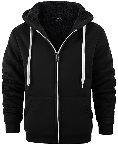 SPEEDRUN Sudaderas Hombre Cremallera con Capucha Negra Chaqueta Pelo Sudadera for Men Gruesa Invierno Completa Full Zip up Hoodie Regular