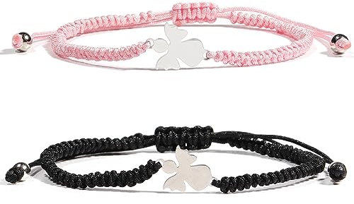 Lucktao 2 Stück Schutzengel Armband Damen,Freundschaftsarmband Handmade,Engel Armbändchen für Frauen & Mädchen,Schutzengel Armband,Armband Damen,Enverstellbar Glücksbringer Armband Modeschmuck