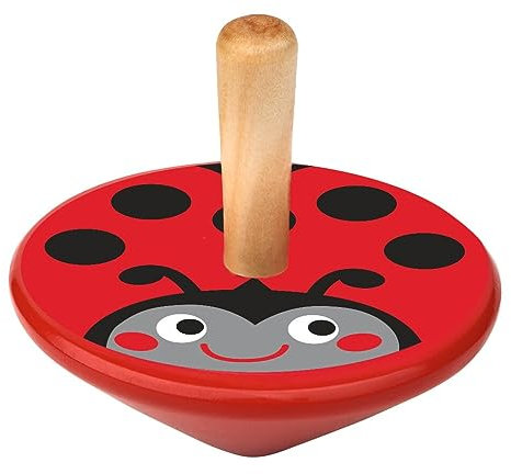 moses Krabbelkäfer Kleiner Holzkreisel | mit buntem Tiermotiv | Maße ca. 4,5 cm x Ø4,5 cm (H x D)