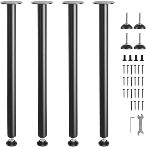 VEVOR 762mm Adjustable Desk Legs, Reinforced Steel Office Table Furniture Legs Set of 4 for DIY, 544kg Load Capacity Heavy Duty Desk Legs, Quick Installation Legs with Adjustable