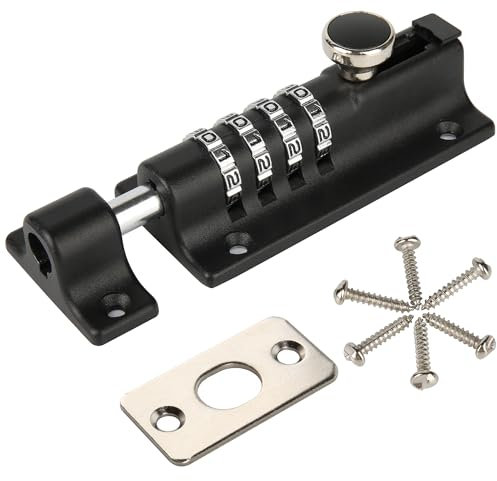 HASWARE Catenaccio di Chiusura con Combinazione a 4 Cifre, Serratura per Porta Scorrevole ripristinabile, Serratura di Sicurezza con Impostazione Password, per Cancelli, Fienili, Garage, Recinzioni