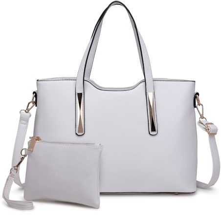 Miss Lulu Borsa Università Donna Nero Grande, Borsa a Mano Set Tote Bag Impermeabile PU Pelle,Borse a Spalla Tracolla Donne per Shopping Scuola Viaggio