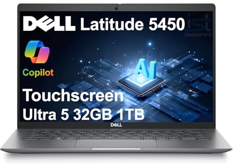 Dell Latitude 5450 5000 Business Laptop (14 Zoll FHD Touchscreen, Intel 12-Core Ultra 5 135U vPro (> i7-1355U), 32GB DDR5, 1TB SSD), Hintergrundbeleuchtung, IR Webcam, 2X Thunderbolt 4, Ethernet, Win
