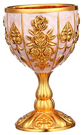 TOPBATHY Tasse Flûte Calice Taille 6 Pièces Verre à Vin Européen Calice D'or Tasse D'eau Bénite Tasses De Proxénète Pour Gobelet De Fête Coupe à Vin Médiévale Tasse à Vin Décorative Alliage De Zinc