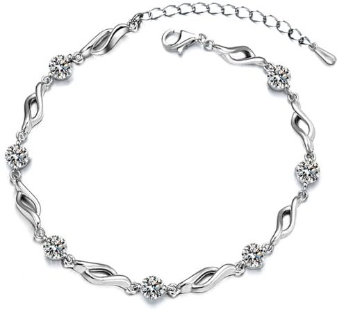 SENLINLU Bracelet Sterling Silver Bracelet for Women 925 Sterling Adjustable Friendship Link Bracelet Layered Bracelets for Womens Girls