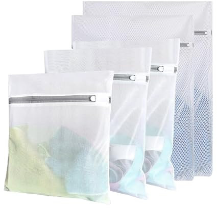5 Pcs Laundry Bags for Washing Machine,60x50cm/50x40/40x30/30x20cm Laundry Net Bags,Durable and Reusable Mesh Laundry Bags,Washing Bags for Delicate Shirts,Socks,Underwear,Bras,Lingerie,Baby Clothes