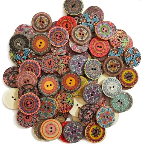 Knappar,Knappar 15-25mm 50st Retro träknappar 2 hål for handarbete Sömnad Scrapbook Klädknapp DIY Hantverk Tillbehör Presentkort Dekor Sömnadsknappar(15mm)(25mm)