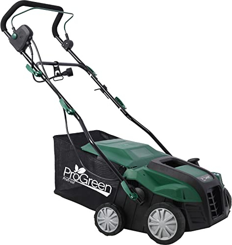 16-Inch 2-in-1 Electric Garden Scarifier & Dethatcher, 15A Motor with 58QT Extra Large Removable Bag, Heavy Duty Lawn Care Tool for Thatch Removal, Aeration, Yard Cleanup