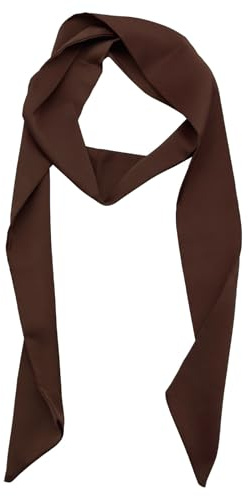 LJBFNN Bow Ties for Women Ribbon Self Tie Satin Necktie, Solid Color Skinny Scarf for Neck Hairband Handbag Belt Purse Hat (Coffee)