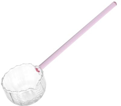 EXHUMKY Cuchara De Vidrio Para Mezclar Cucharas De Mesa Para Postre y Helado De Mango Para Té y Bebidas Color