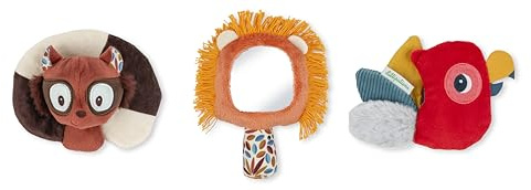 Lilliputiens - Set de 3 Hochets Sensoriels - Jack & Ses Amis - Jouets d'Eveil Colorés - Stimulent 3 Sens : La Vue, Le Toucher & l’Ouïe - Boite Cadeau - Dès La Naissance - 83588