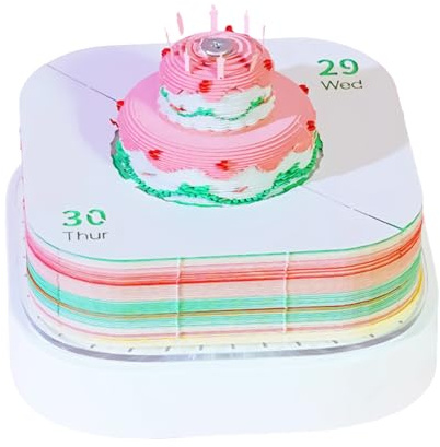 Calendario 3D con Temporali 2026,Blocco Note Divertente a Forma di Torta con Pagine Strappabili | Calendario Artistico da Scrivania 3D Strappabile 2026 - Per Natale Inaugurazione Casa Scrivania Studio