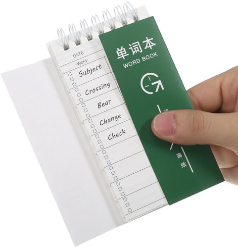 MOTHNUR 3pcs English Vocabulary Writing Notepads for Students, Portable Green Word Notebooks with Privacy Cover, School Stationery for English Learning and Vocabulary Practice