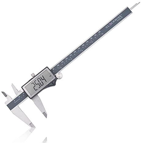 Clockwise Tools IP54 Grade Digital Caliper, DCLR-0805 0-8 /200mm, Inch/Metric/Fractions Conversion, Stainless Steel, Large LCD Screen