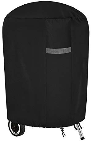Dokon Kettle BBQ Cover Round Barbecue Cover Waterproof Heavy Duty 600D Oxford Fabric Outdoor Gas Grill Cover with Air Vent, Rip-Proof, Anti-UV, Windproof (Ø71 x 68cm) - Black