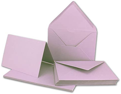 Faltkarten Set mit Brief-Umschlägen DIN A6 / C6 in Lila - 25 Sets - 14,8 x 10,5 cm - Serie FarbenFroh