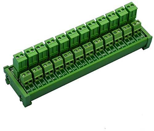 Electronics-Salon DIN Rail Mount Pluggable 12x2 Position 10A / 300V Screw Terminal Block Distribution Module. (Side Wire Connects)