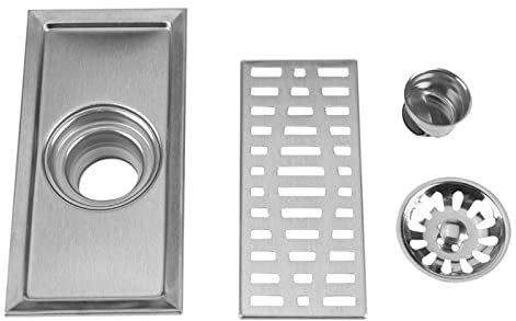 Caniveau, 20x10cm Rectangle en Acier Inoxydable Caniveau Douche Salle de Bain Cuisine Cuisine Grille pour Cuisine, Salle de Bain, Toile