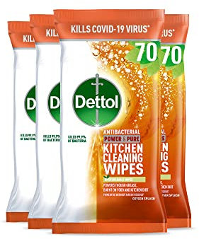 Dettol Power and Pure Kitchen 70 Wipes (Pack of 4)