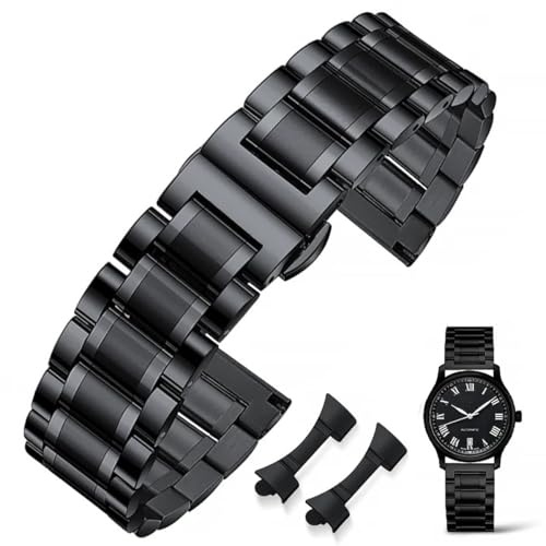 FOUUA Correa de Reloj Acero Inoxidable Metal Correa Pulsera de Metal 16 18 19 20 21 22 24 Reemplazo de la Banda con Doble Hebilla Negro o Plata Oro para Hombres Reloj de Mujer