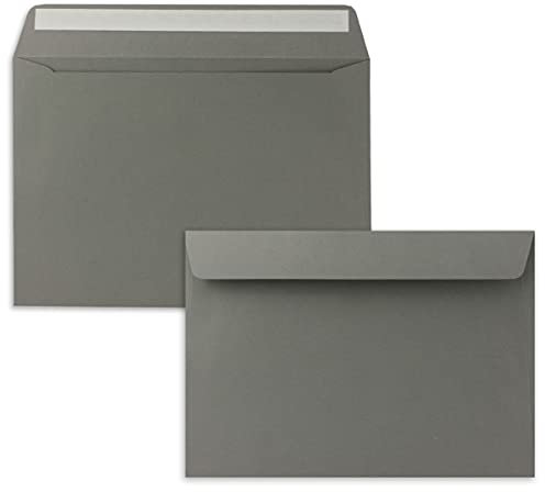 50x Briefumschläge DIN C5 Graphit (Grau) - 16,2 x 22,9 cm - Haftklebung - Edle Kuverts für große Einladungen und Karten zum Geburtstag oder Hochzeit
