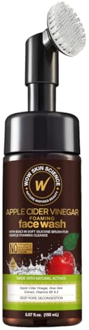 WOW Skin Science ApfelessigschaumPeeling Gesichtsreinigung & Bürste – Gesichtsreiniger Akne Gesichtsreiniger – Gesichtsreiniger Fettige Haut Sanfter Gesichtsreiniger(Braun, 5,07 fl oz (Packung mit 1))