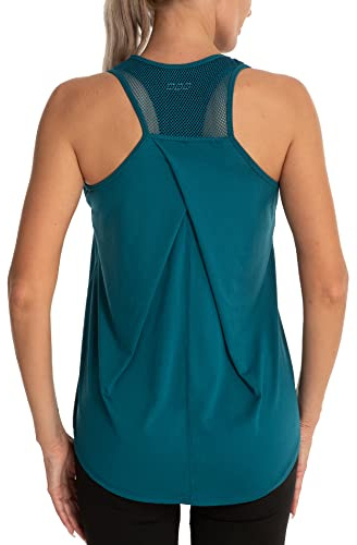 Aeuui Womens Workout Tops for Women Racerback Tank Tops Mesh Yoga Shirts Athletic Running Tank Tops Sleeveless Gym Clothes Dark Green