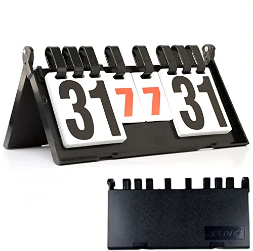 Joyeee Ping Pong Scoreboard, 6-Digital Premium Sport Scoreboard for Baseball Score Keeper, Black Foldable Portable Score Flip Scoreboard, Portable Scoreboard Flips Up to 31, Large