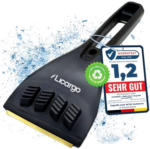 LICARGO Eiskratzer Auto mit Messingklinge [Made in Germany] | Effizient & langlebig | Scheibenkratzer Auto, Auto Eiskratzer Messing, Auto Kratzer (Solo: Eiskratzer Messingklinge Extra Groß)