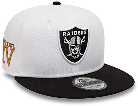 New Era 9Fifty White Crown Patches Raiders KepsEra Damer/Herrar - flat brim hatt basebollkeps NFL-keps Snapback, med skärm Vinter Höst Vår Sommar Sommar-Vinter - M/L (57-59 cm) vit-svart