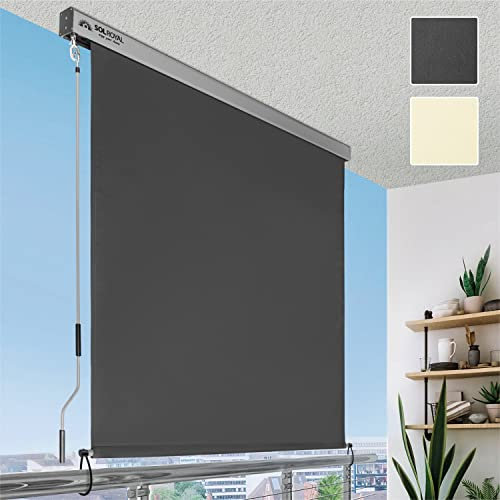 Sol Royal Toldo Vertical Enrollable Exterior MS5 180x250 cm Antracita - Estor Vertical para Balcones y terrazas - Robusto, Enrollable a Mano con manivela, translúcido e Impermeable
