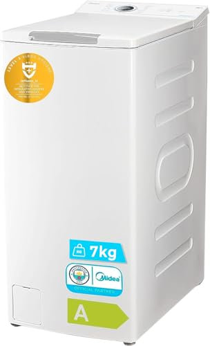 Midea Lavadora Carga Superior 7kg de 1200 RPM - Lavadoras con 15 programas y diseño ultra slim - Maquina de lavar ropa de libre instalación con Función de vapor, Lavado Rapido y Modo ECO