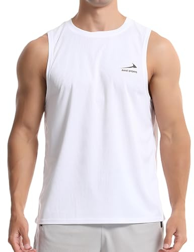Camiseta sin Mangas para Hombre, para Correr, Gimnasio, Secado rápido, Camiseta Deportiva Blanco M