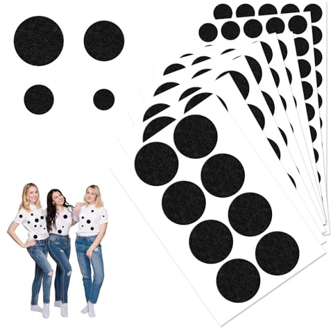 Black Adhesive Felt Circles, 202 Pieces Black Felts Sheets 4 Sizes Sticky Felt Dot Pads Fabric Stickers for Halloween DIY Projects Crafts Costume Clothes Party Decorations Supplies