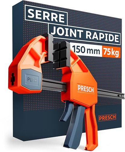 Presch Sargento Carpintero 150mm - Abrazadera de barra con 75 kg de fuerza de sujeción - Robusto gracias al acero al carbono y al cuerpo reforzado con fibra de vidrio - Con función de expansión