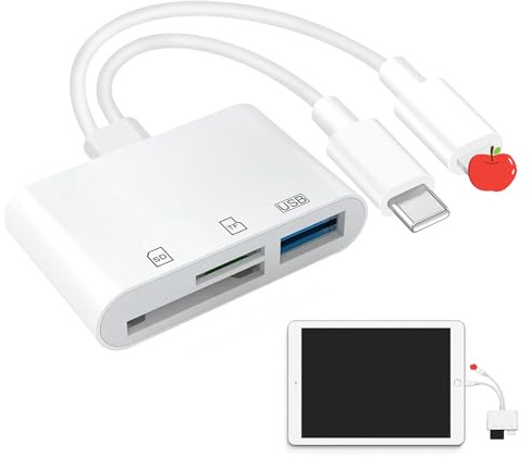 Menibeuty Pasar Fotos Camara Al Movil, Lector de Tarjetas SD Lightn1ng to SD Card Reader Adaptador Camara Digital Movil, Lector Tarjetas Compatible con Mac-Book 1Pad 1Phone Ga1axy Xiaomi y Camaras