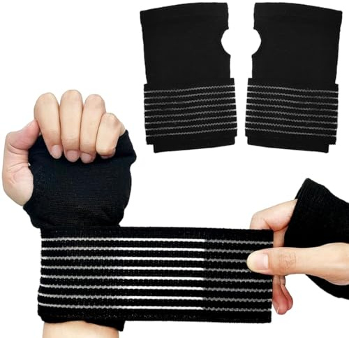 GNALIA Muñequera - 2 Unidades De Soporte Ajustable Con Velcro, Muñequera Transpirable Color Negro, Talla Única Para Deportes Y Uso Diario.
