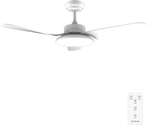 Cecotec Takfläkt med ljus och fjärrkontroll 43 tum EnergySilence Aero 5240 Light White. DC-motor 40 W, 3 blad, LED 3 toner, programmerbar timer, 6 hastigheter, vinter/sommarläge