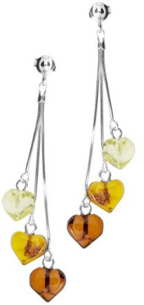 InCollections Damen-Ohrhänger 925/000 Sterlingsilber mit Bernstein, Herz 0303260286570