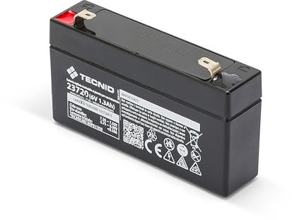 Velamp 23720 Batería de Plomo Recargable, Conexiones Faston, 6V, 1.3 Ah. para UPS, Sistemas de Alarma, Pasatiempos, Negro
