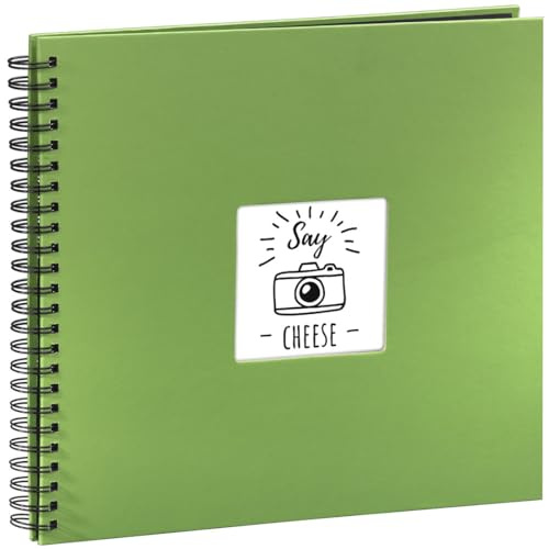 Hama | Álbum de Fotos con espiral para pegar y escribir (Álbum de fotografía de 10 x 15 cm, tamaño 36x32cm, con 50 hojas, papel cristal protector, 10x15 cm máximo 300 fotos) Color Verde Manzana