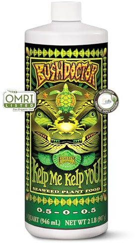 FoxFarm Bush Doctor Kelp Me Kelp You Seaweed Plant Food - 0.5-0-0.5 Liquid Kelp Fertilizer for Gardens, Hydroponic & Drip Irrigation Systems - Nutrient Uptake & Plant Growth - 1 Quart