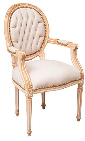 Biscottini Poltrona barocca 101x58x56 cm | Sedie Luigi XVI Imbottita | Sedia Salotto in Stile Francese | Sedia Elegante Shabby Chic