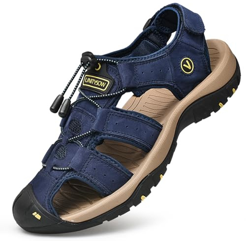 Unitysow Sandalias Hombre Verano Sandalia de Senderismo Deportivas Sandals Casual Ligero Sandals de Playa 39-46,Azul,44