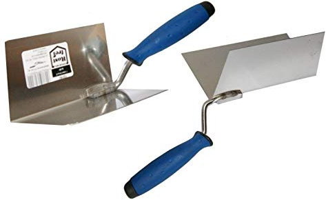 Toolty Stainless Steel Lining, Plastering Trowel - Set External and Internal Corners - 120x75mm - Rubber Handle - for Brickwork and Plastering - DIY - TLTY-S015