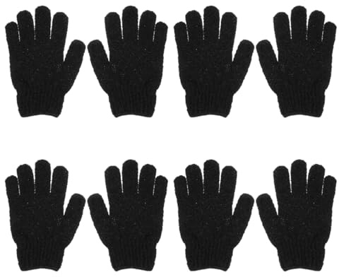 Healifty Exfoliating Gloves Black Shower Gloves Body Exfoliation Mitt Scrubbers Bath Gloves for SPA Home Bathroom Hotel 4 Pairs (Black)