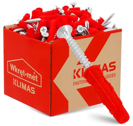 KLIMAS® Rahmendübel Ø 10 x 60 mm mit Senkkopfschraube Ø 6 x 70 mm 50 Stück | Universal-Rahmendübel zur Befestigung in Beton Ziegeln Gipsbauplatten uvm. mit Schrauben PZ-3 | Dübel Set