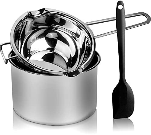 1000ML Double Boiler Pot with 2200ML Stainless Steel Pot,Silicone Spatula